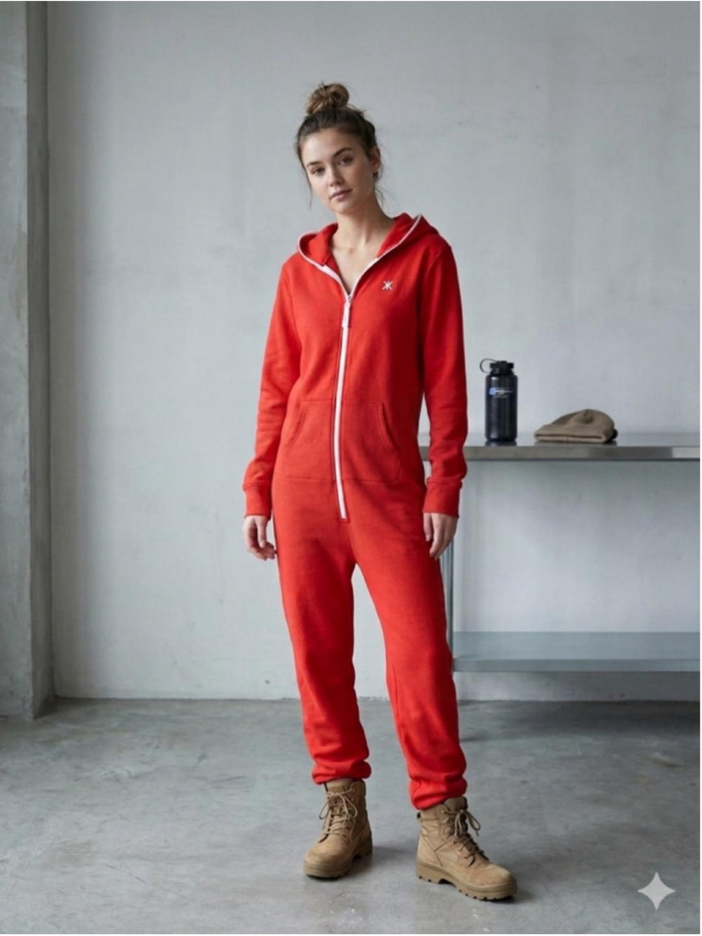 OnePiece SoulCycle Jumpsuit Red Graphic Zip Hoodie Fleece Onesie Loungewear